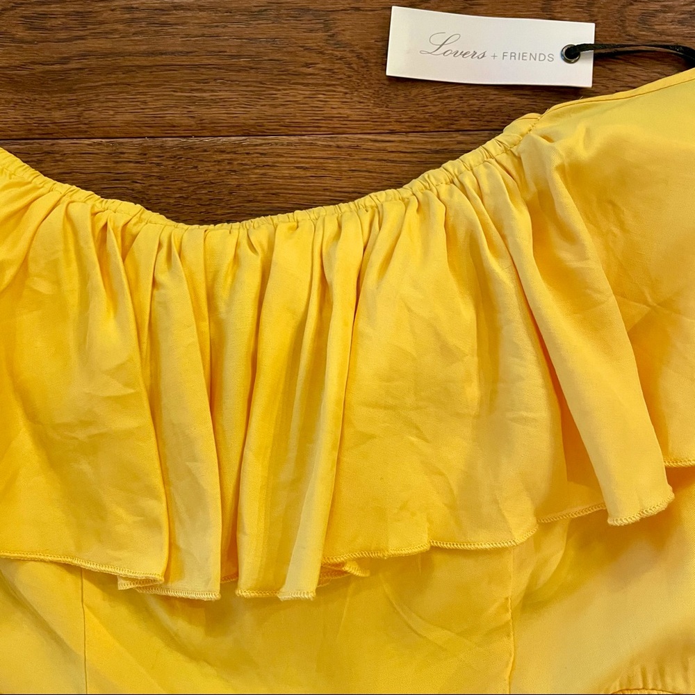 Lovers + Friends Yellow Off-Shoulder Ruffle Mini Dress - Picture 4 of 11
